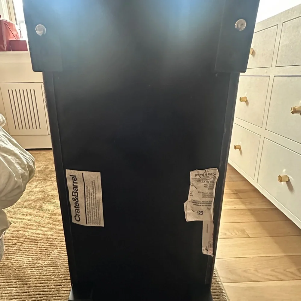 Crate & Barrel Hide Ottoman in Evergreen
